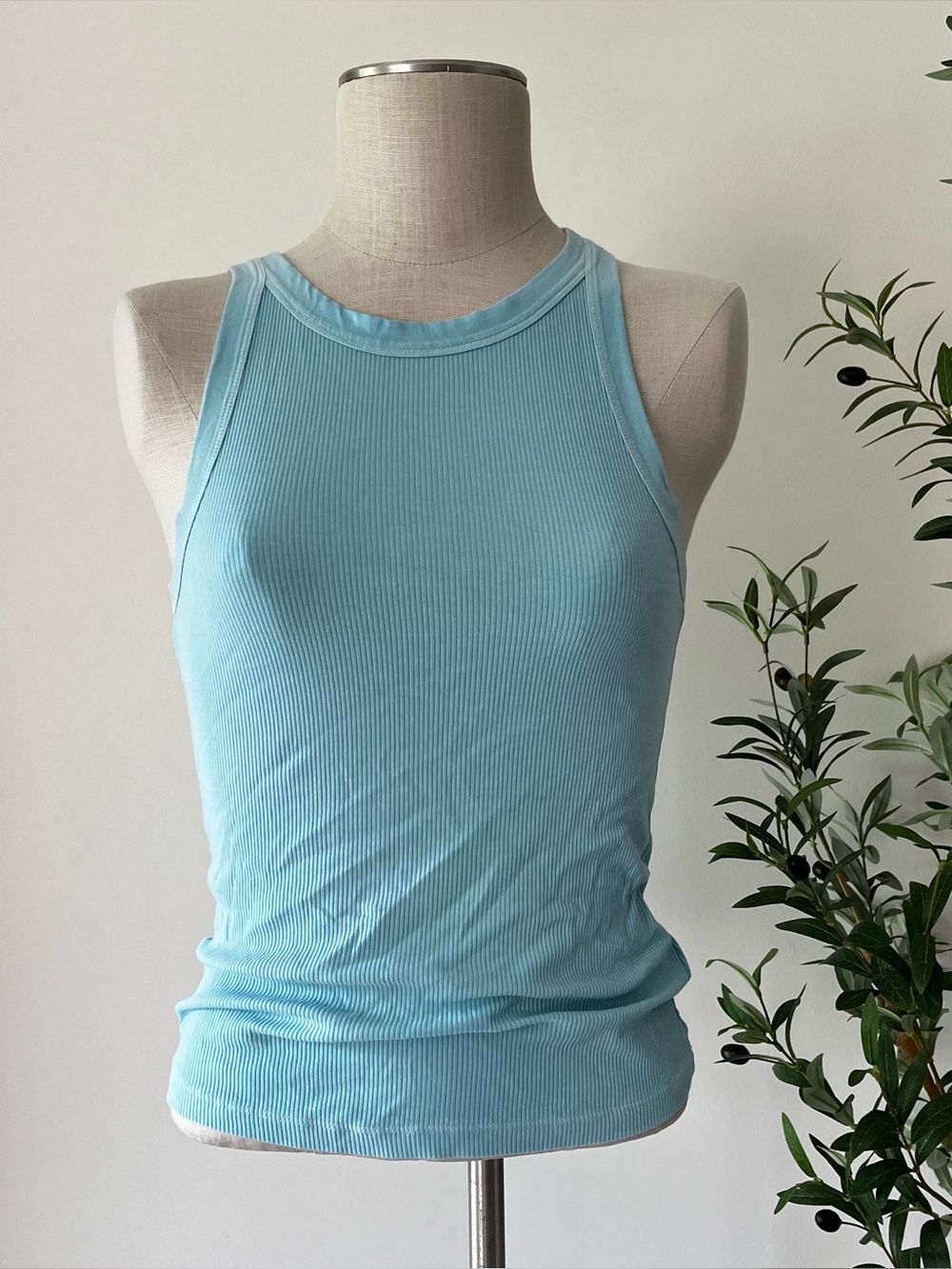 Gap Light teal turquoise Blue Ribbed high neck Tank Top - Women